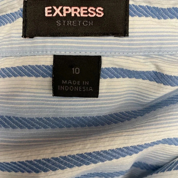 Express Blue Striped Button Down Shirt - Picture 4 of 6